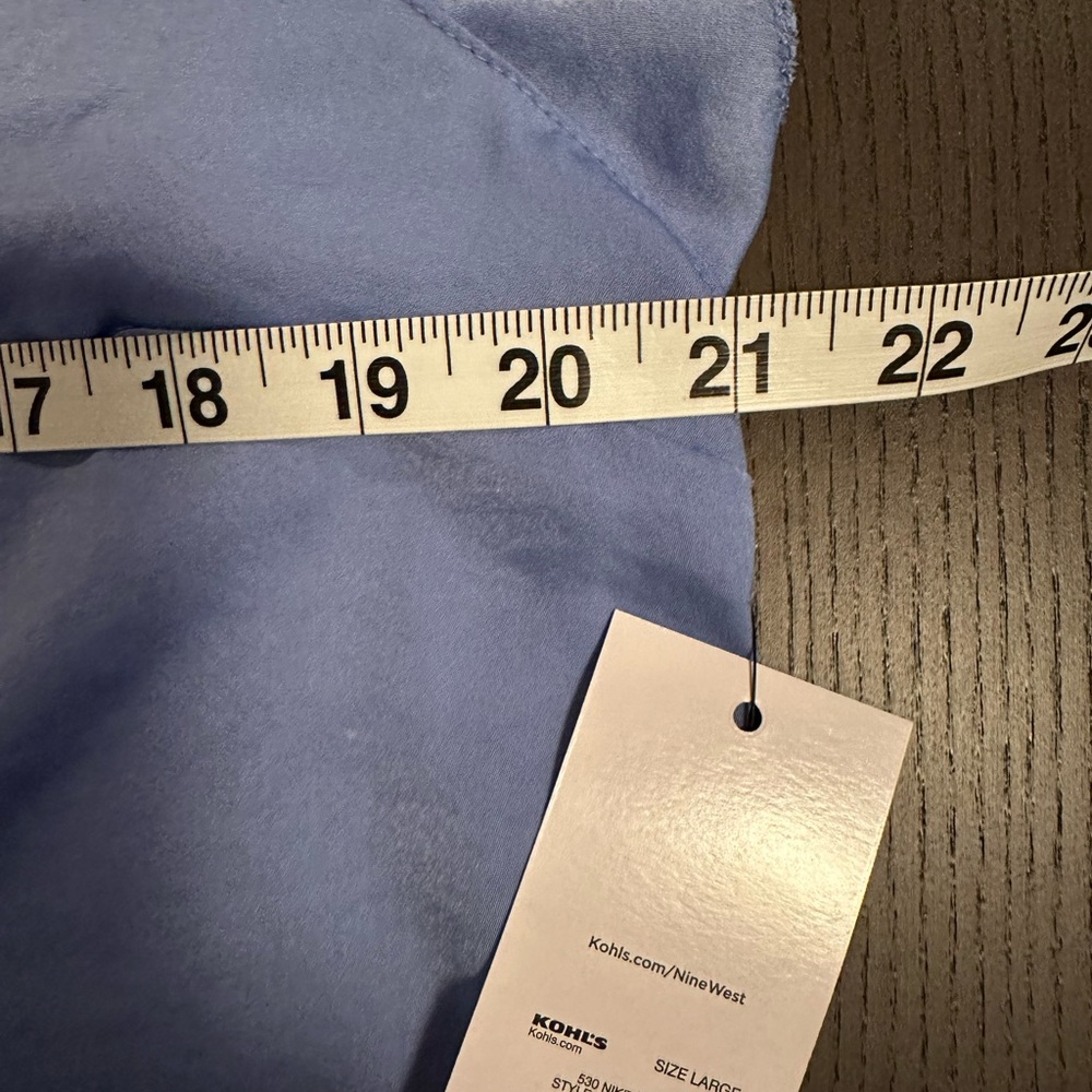 Nine West Light Blue Ruffle Sleeve Blouse NWT - Picture 11 of 13